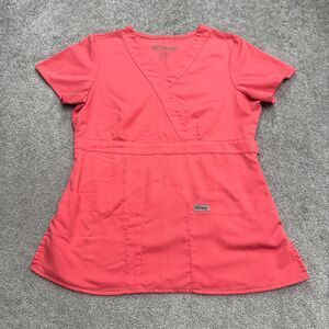 Grey's Anatomy By Barco Scrub Top Womens Small Pink V-Neck Medical Uniform Work